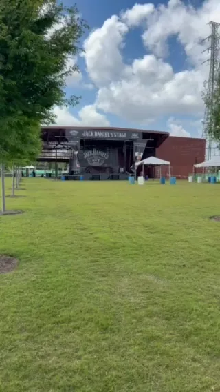 Festival stage at Woldenberg Riverfront Park during French Quarter Festival