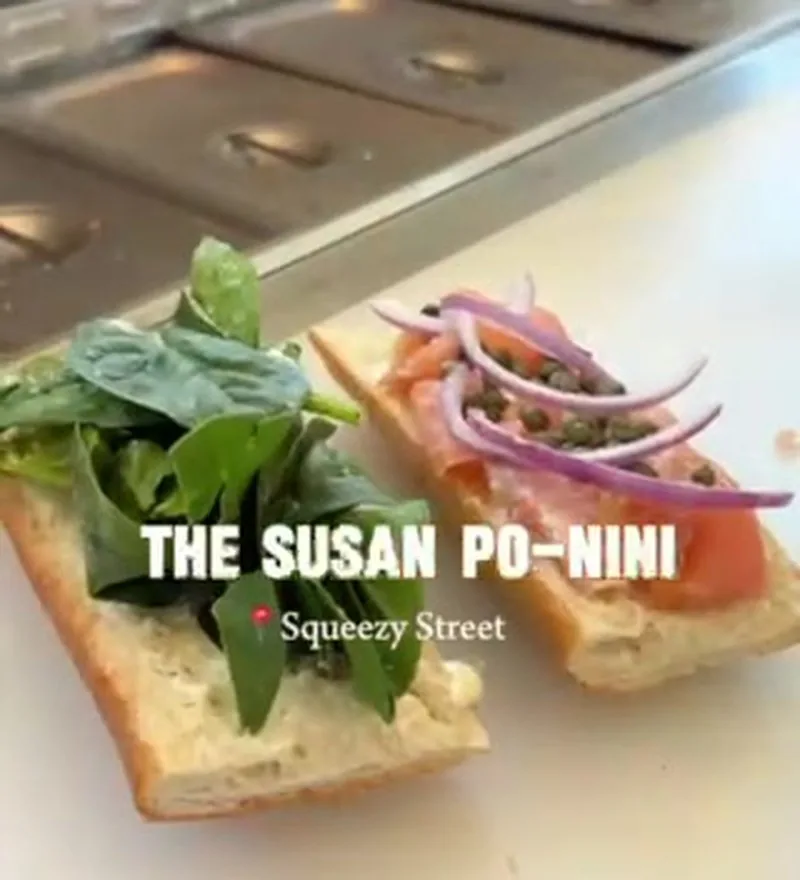 The Susan Po-Nini from Squeezy Street Deli at St. Roch Market with smoked salmon, capers, red onion, and spinach on French bread