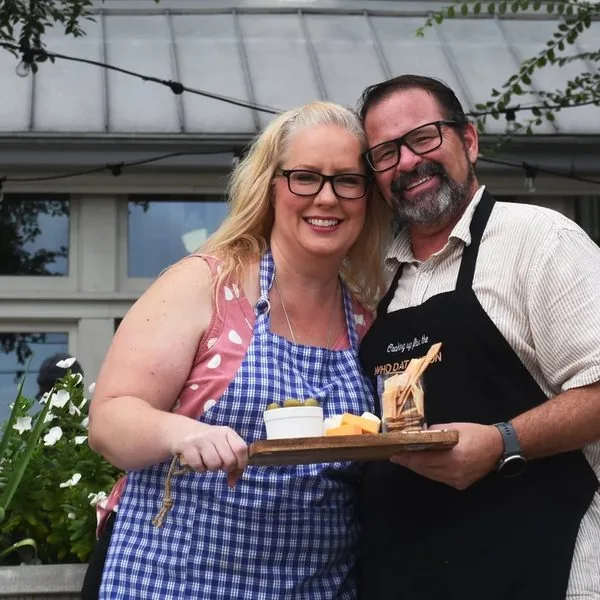 Troy and Alison Barrios of Olive and Co charcuterie and cheese inside St. Roch Market New Orleans